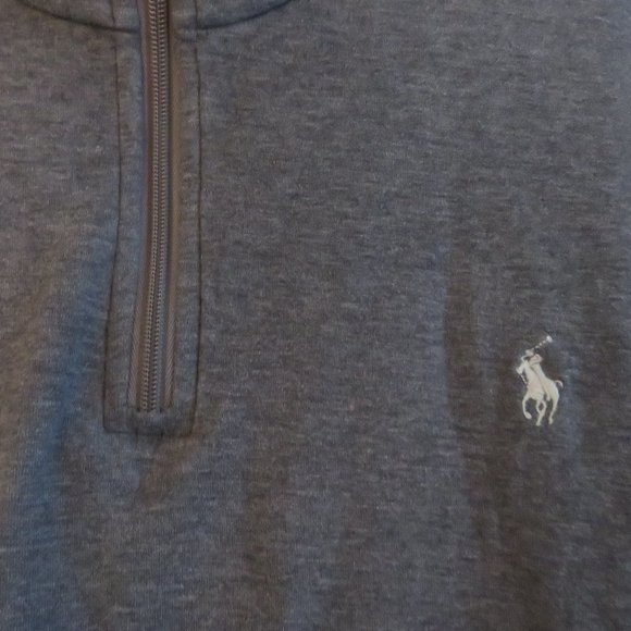 POLO RALPH LAUREN Dark Heathered Gray Cotton 1/4 Zip Pullover Sweater - Size XL - Picture 4 of 14